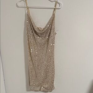 Elegant Sequin Gold Dress